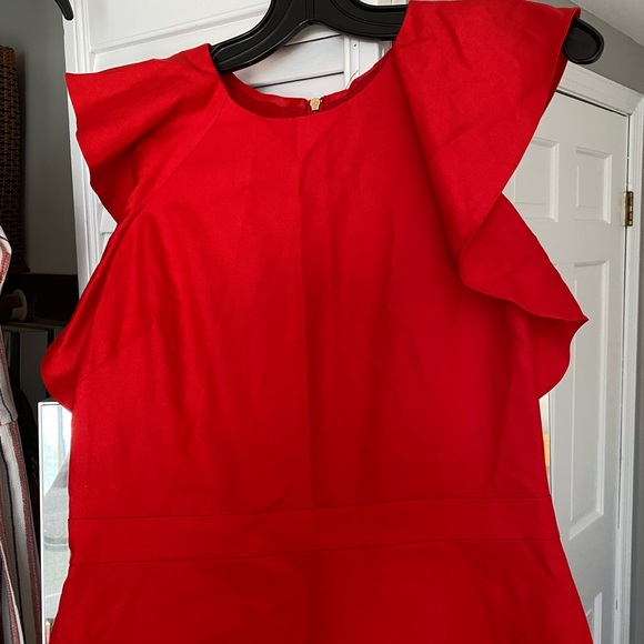 J. Crew | Ruffle Sleeve Dress in Red - Picture 7 of 8